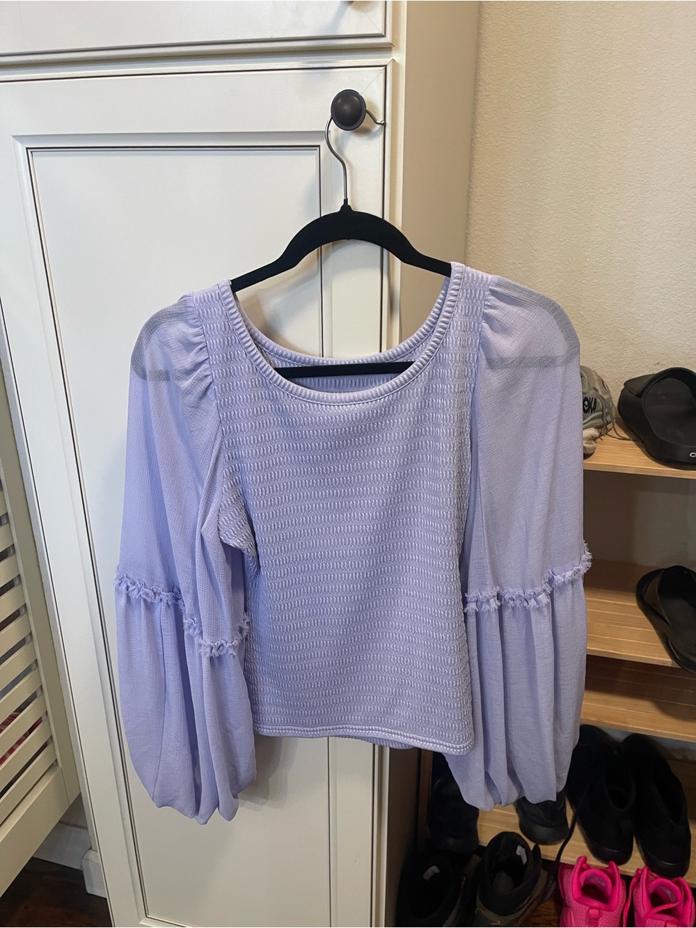 Anthropologie Lilac Balloon Sleeve Knit Top - Women
